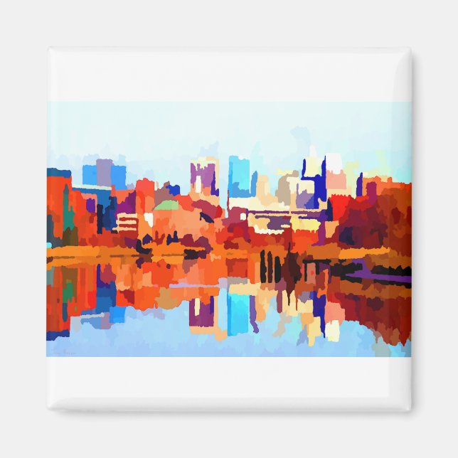 Imã Wilmington Delaware Skyline por Jon Baran (Frente)