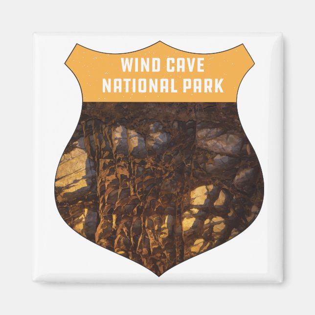 Imã Wind Cave National Park Retro Boxwork South Dakota (Frente)