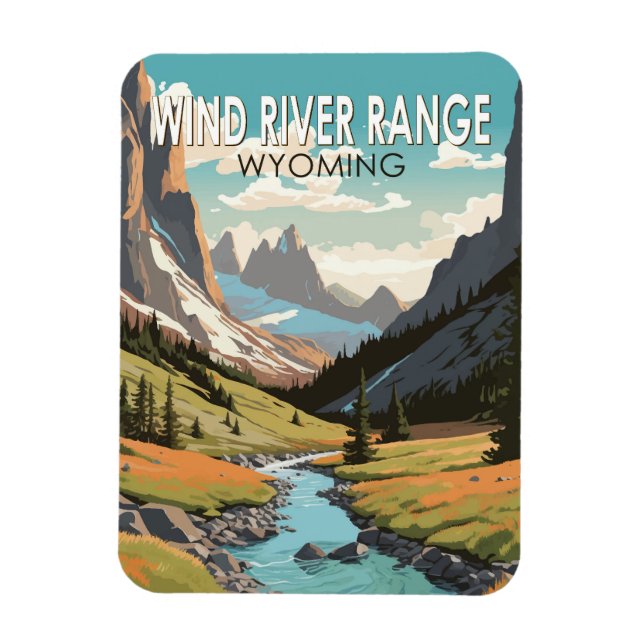 Ímã Wind River Range Wyoming Viagem Art Vintage (Vertical)