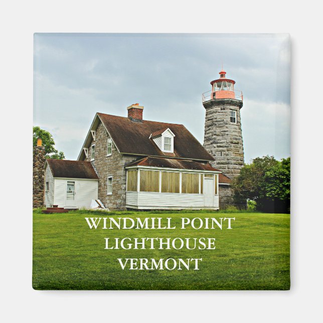 Imã Windmill Point Lighthouse, Vermont Magnet (Frente)