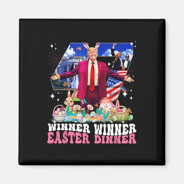 Imã Winner Easter Dinner Trump Bunny Hunt Eggs Happy E (Frente)