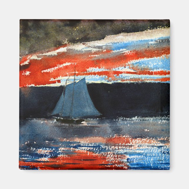 Imã Winslow Homer Schooner no Sunset (Frente)