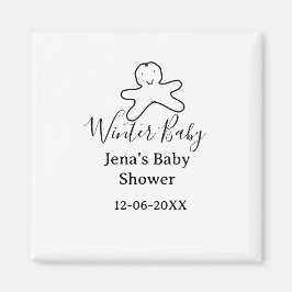 Imã Winter baby shower cookie black scribble hand-draw