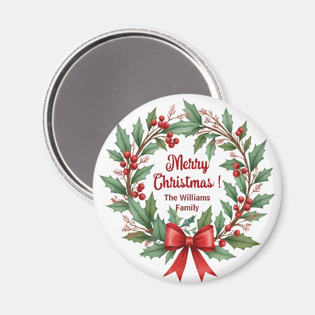 Imã Winter Berries Wreath Red Arco Favor (Front/Back)