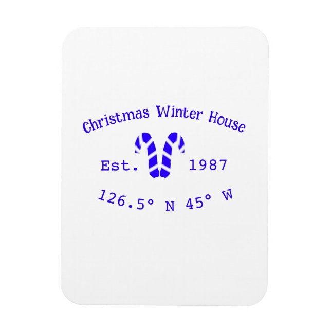 Ímã Winter Christmas house blue candy canes est. Year  (Vertical)