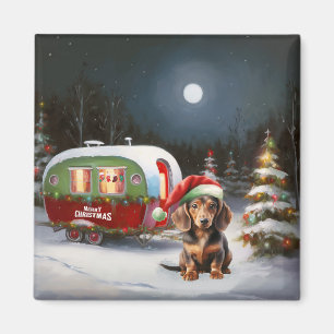 Imã Winter Dachshund Caravan Christmas Adventure