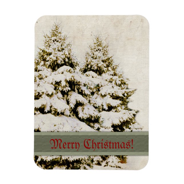 Ímã Winter Evergreens Vintage (Vertical)