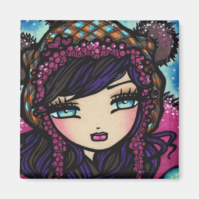 Imã Winter Heart of Ice Snow Girl Art Hannah Lynn (Frente)