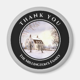 Imã Winter in New England Christmas Black Gray Circle