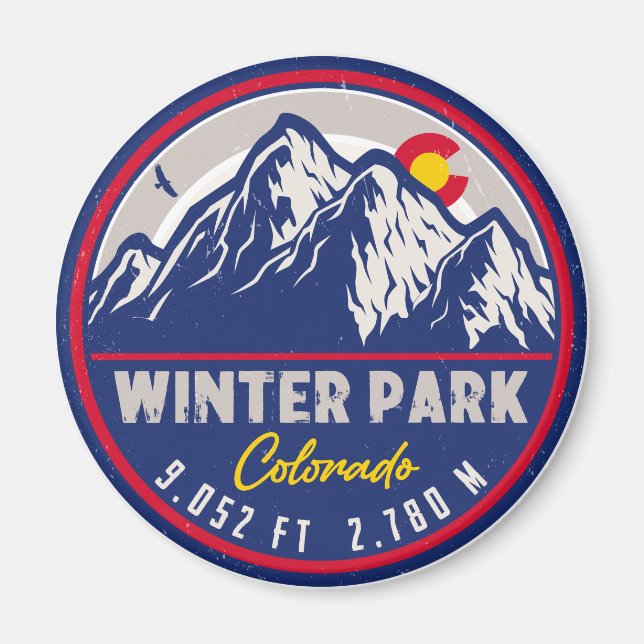Imã Winter Park Colorado Camping Ski Mountain Souvenir (Frente)