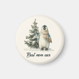Imã Winter Penguin “Best Mom Ever” Design
