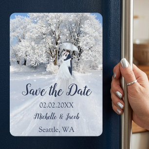 Ímã Winter Wonderland Fine Art Save Date (Salvar a dat