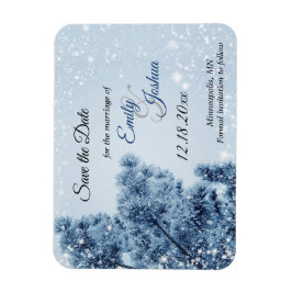 Ímã Winter Wonderland Snow and Pine Save Date (A neve 