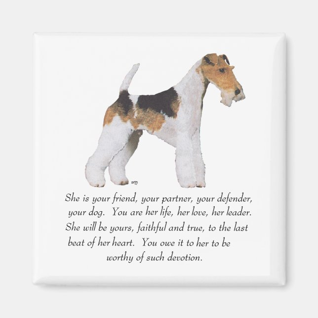 Imã Wire Fox Terrier Lembrança FÊMEA (Frente)