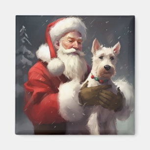 Imã Wire Fox Terrier Papai Noel Natal Festivo