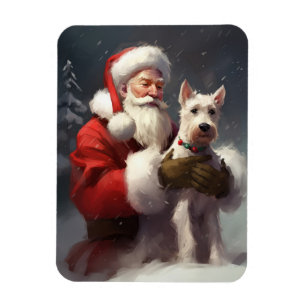 Ímã Wire Fox Terrier Papai Noel Natal Festivo