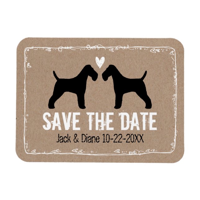 Ímã Wire Fox Terriers Casamento Salvar a Data (Horizontal)