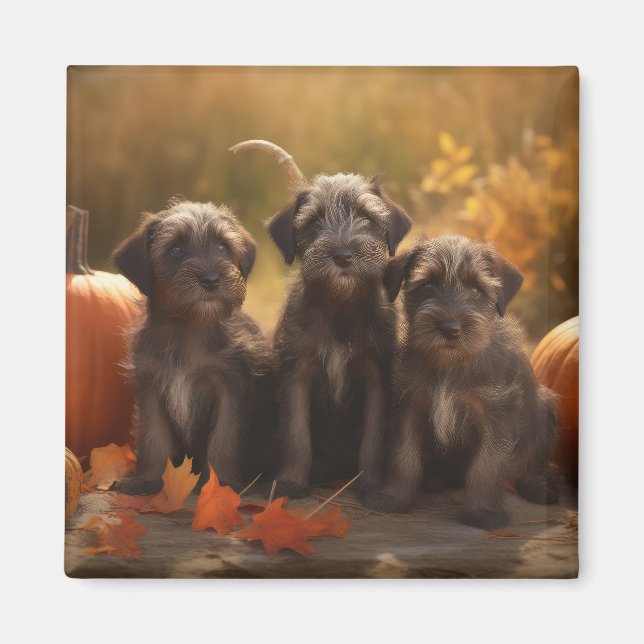 Imã Wirehaired Pointing Griffon Puppy Autumn (Frente)