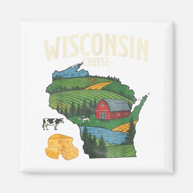 Imã Wisconsin Cheese State Pride Farm Dairy Lover Gift (Frente)