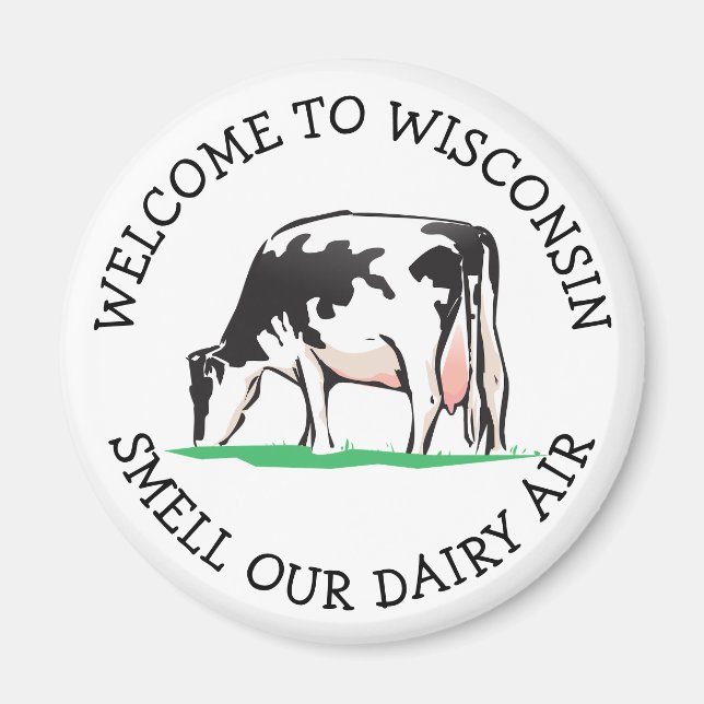 Imã Wisconsin Cow Dairy Farmer Humor Magnet (Frente)