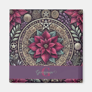 Imã Witchy Poinsettia Pentagram Mandala