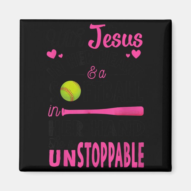 Imã With Jesus In Her Heart And A Softball She Is Unst (Frente)