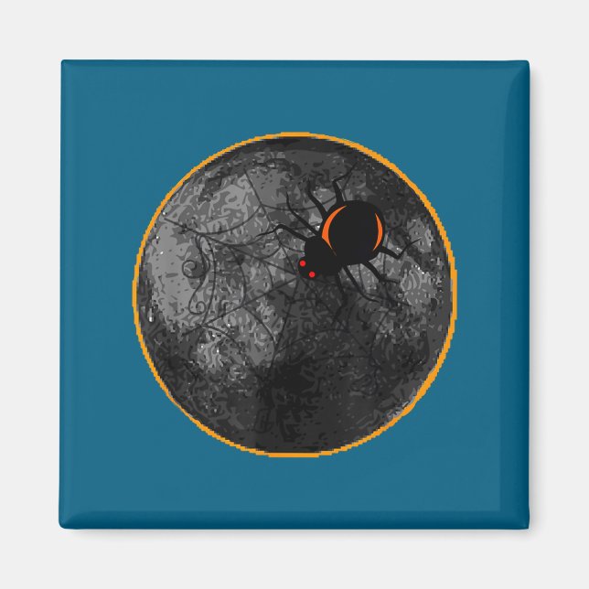 Imã With On Spider Web Arachnid Moon Solar (Frente)