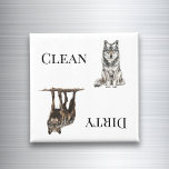 Imã Wolf Clean Dirty Dishwasher<br><div class="desc">Este design foi criado através da arte digital. Pode ser personalizado na área fornecer ou personalizar escolhendo o clique para personalizar mais opções e alterando o nome, as iniciais ou as palavras. Você também pode alterar a cor e o estilo do texto ou excluir o texto de um design de...</div>