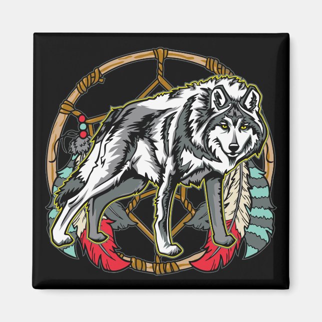Imã Wolf Dreamcatcher (Frente)