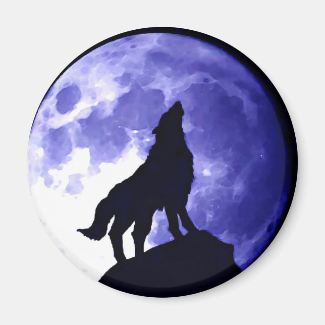 Imã Wolf Howling na Lua (Frente)