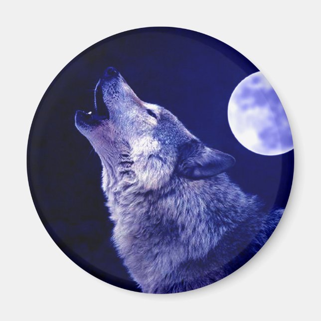 Imã Wolf Howling na Lua (Frente)