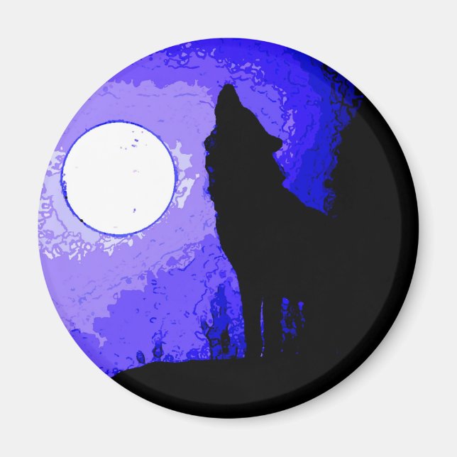 Imã Wolf Howling na Lua (Frente)