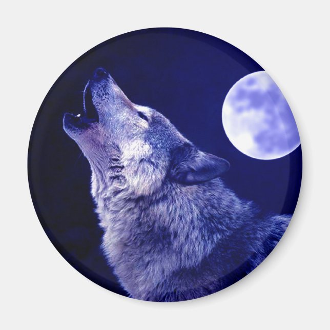Imã Wolf Howling na Lua (Frente)