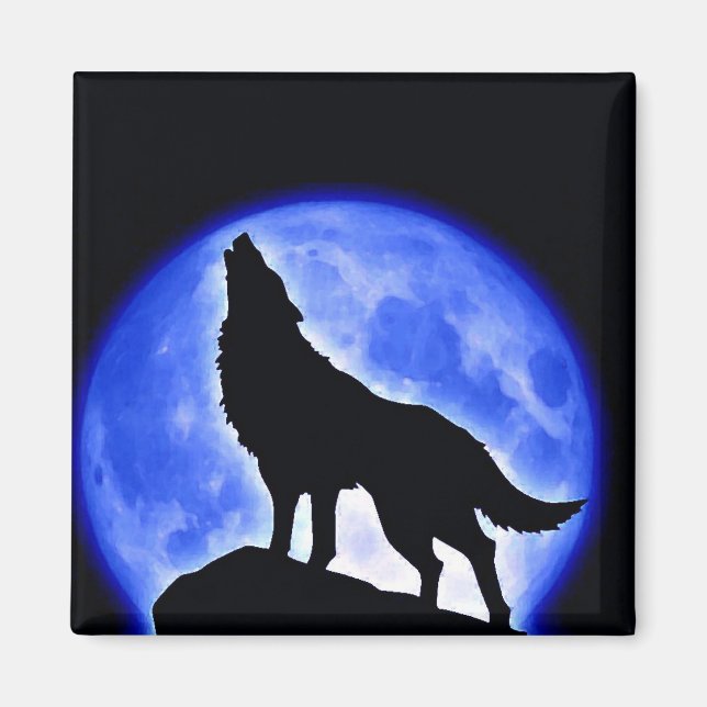 Imã Wolf Howling na Lua (Frente)