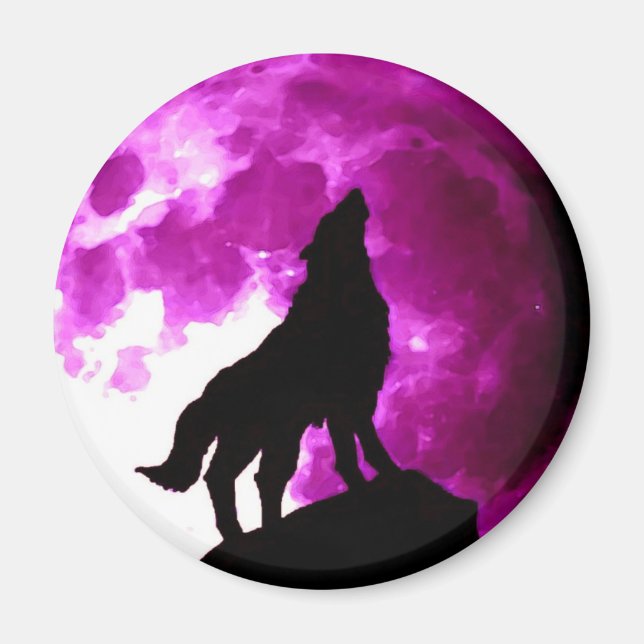 Imã Wolf Howling na Lua (Frente)