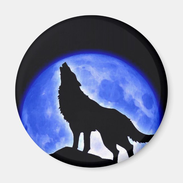 Imã Wolf Howling na Lua (Frente)