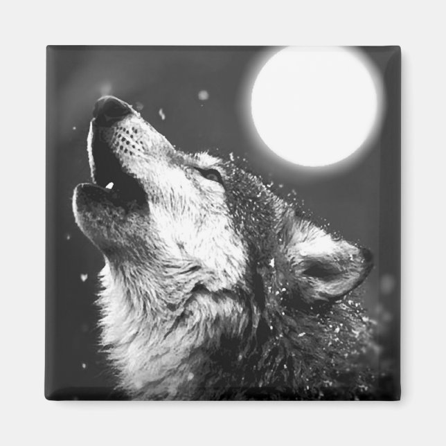Imã Wolf Howling na Lua (Frente)