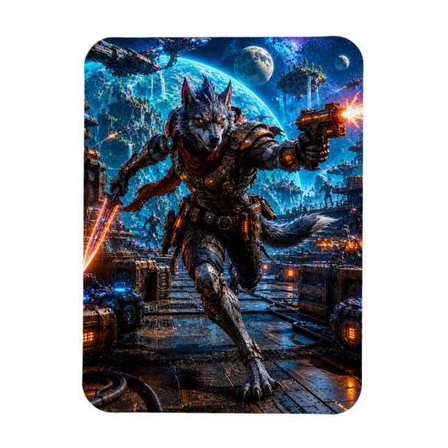 Ímã Wolf-Like Alien Pirate — Running Assault (Vertical)