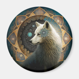 Imã Wolf Mandala Branco