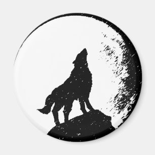 Imã Wolf & Moon Silhoutte
