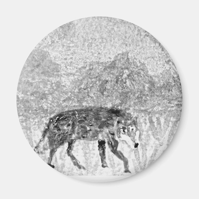 Imã Wolf Sketch Wild Animal (Frente)