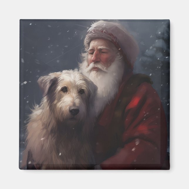 Imã Wolfhound com Papai Noel Natal Festivo (Frente)
