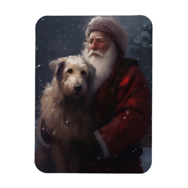 Ímã Wolfhound com Papai Noel Natal Festivo (Vertical)