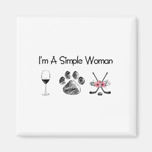 Imã Women#39;s I#39;m A Simple Woman Wine Hockey Dogs