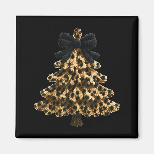 Imã Women Coquette Bow Leopard Christmas Tree Xmas Hol (Frente)