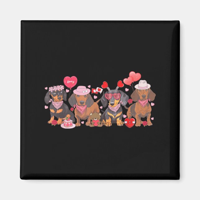 Imã Women Dachshund Valentine’s Day Sausage Dog Bandan (Frente)
