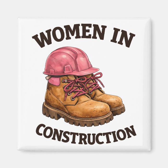 Imã Women in Construction Work Boots and Hard Hat (Frente)