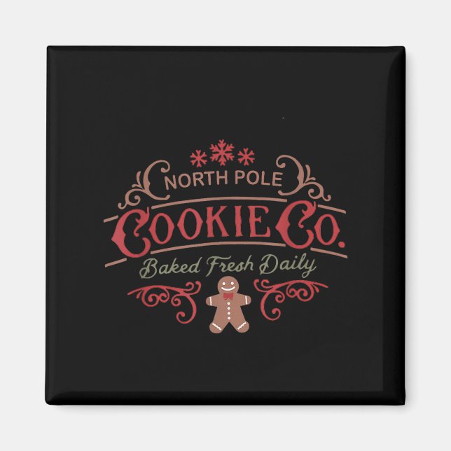 Imã Women Retro Christmas Gingerbread Bakery North Le  (Frente)