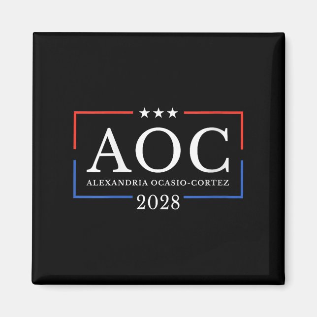 Imã Womens Aoc Para Presidente 2028 Simples Sinal De M (Frente)