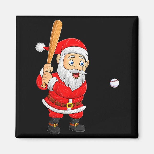 Imã Womens Christmas Santa Playing Baseball Xmas Funny (Frente)